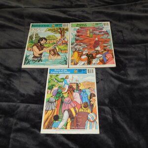LOT 3 Frame Tray Puzzle Golden Books Religious Christian Bible Stories Jesus